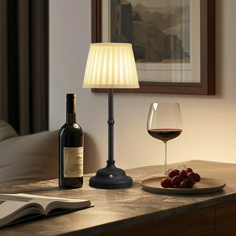 Lumière d’Antan - Lampe de Table Portative en Tissu avec Recharge USB