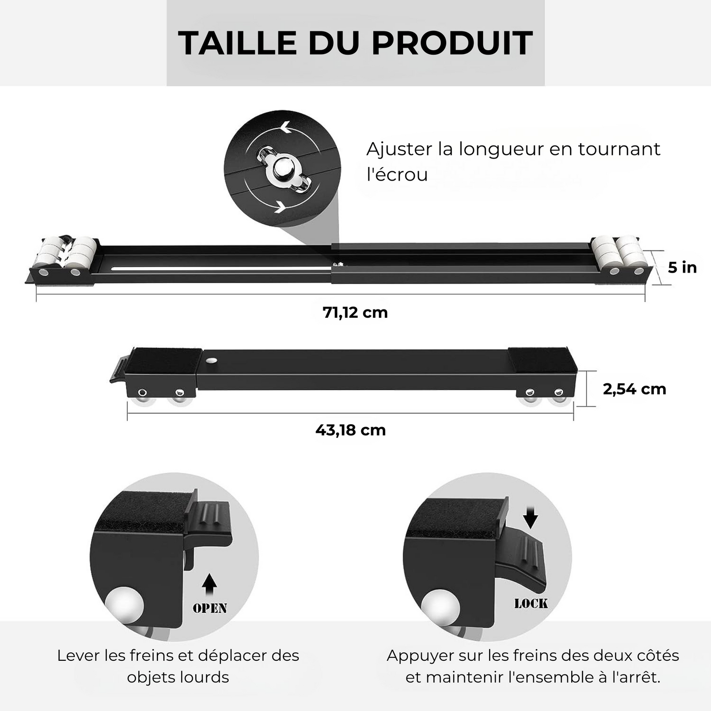 Socle Mobile Universel avec Frein – Lot de 2