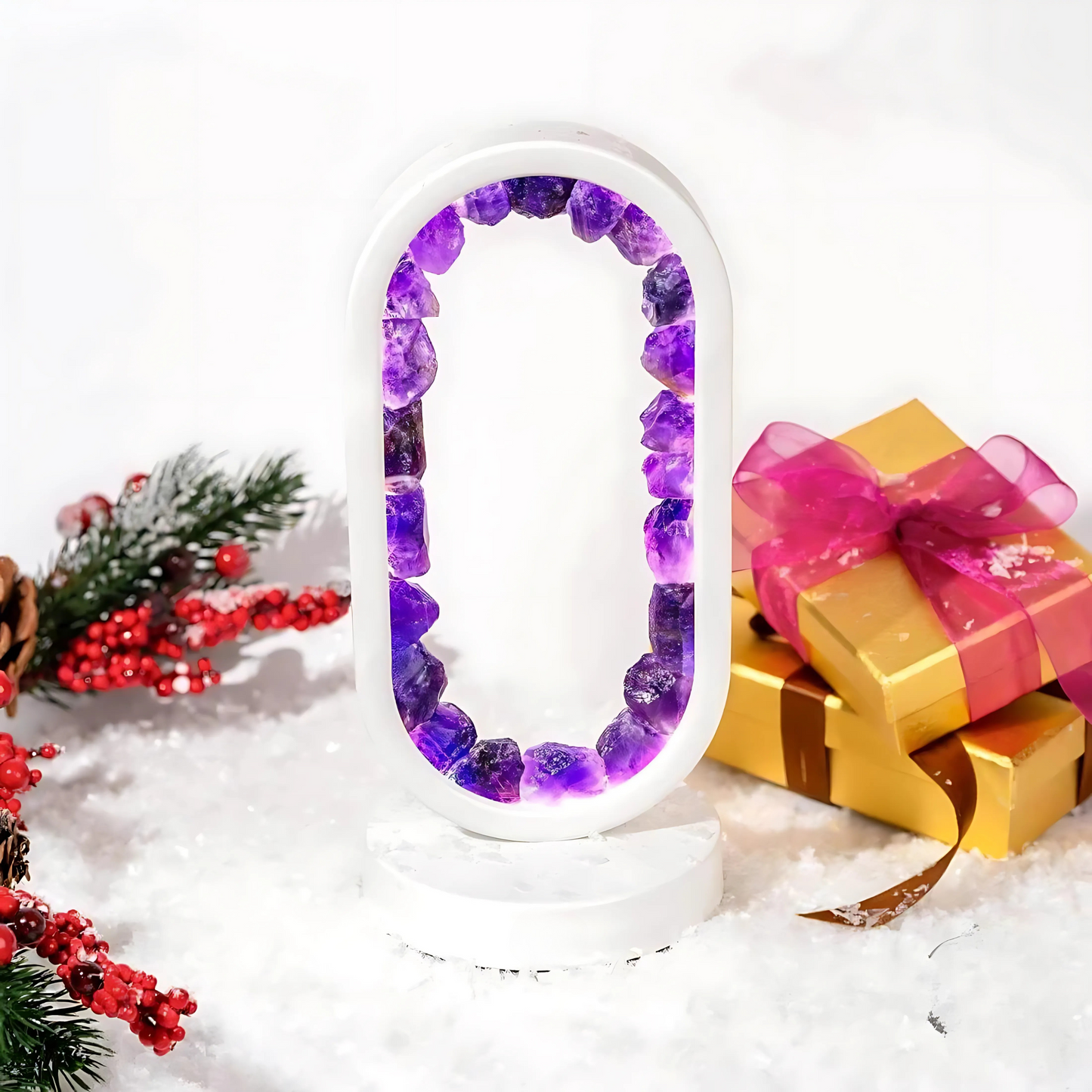 Lunaria – Lampe Cristal en Améthyste naturel