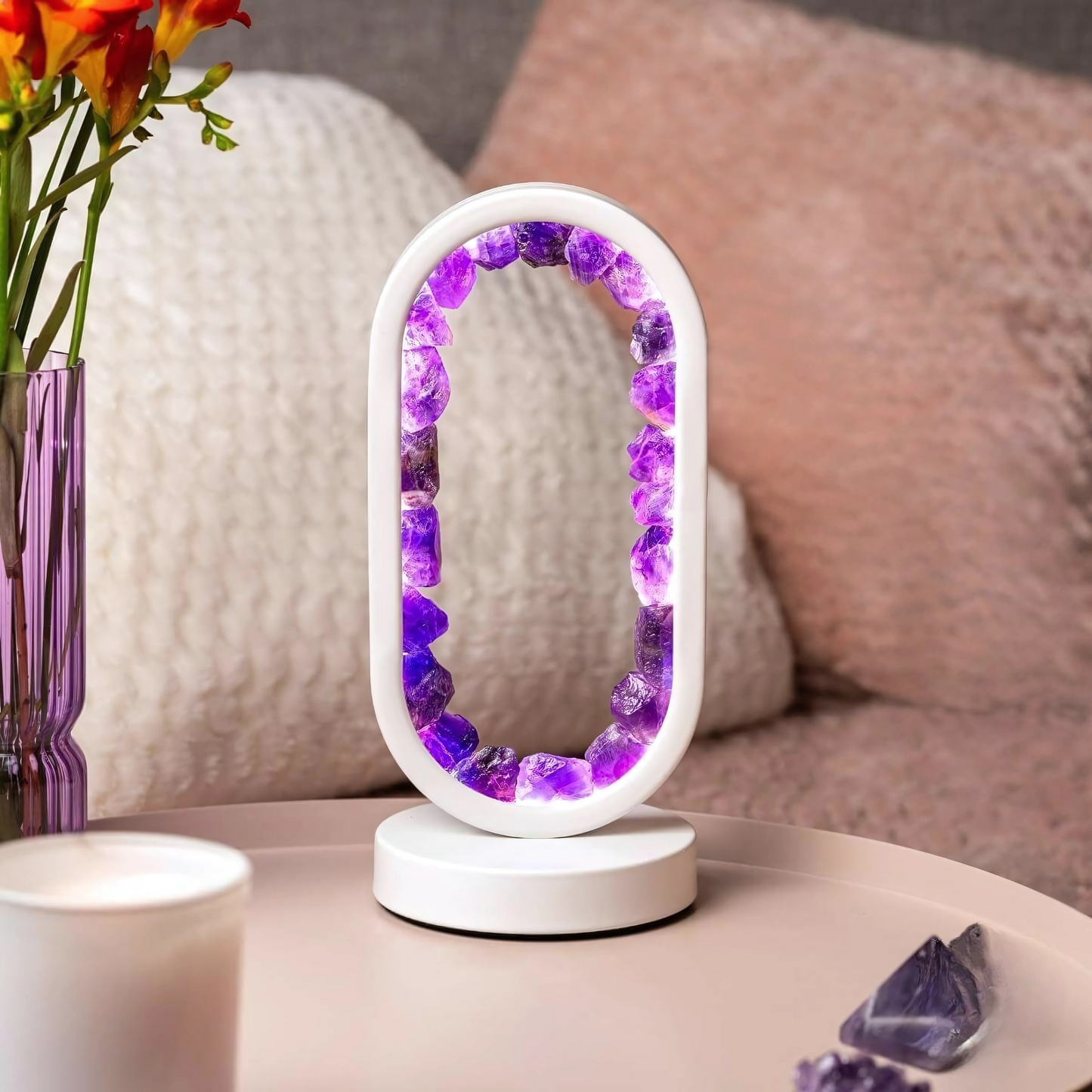 Lunaria – Lampe Cristal en Améthyste naturel