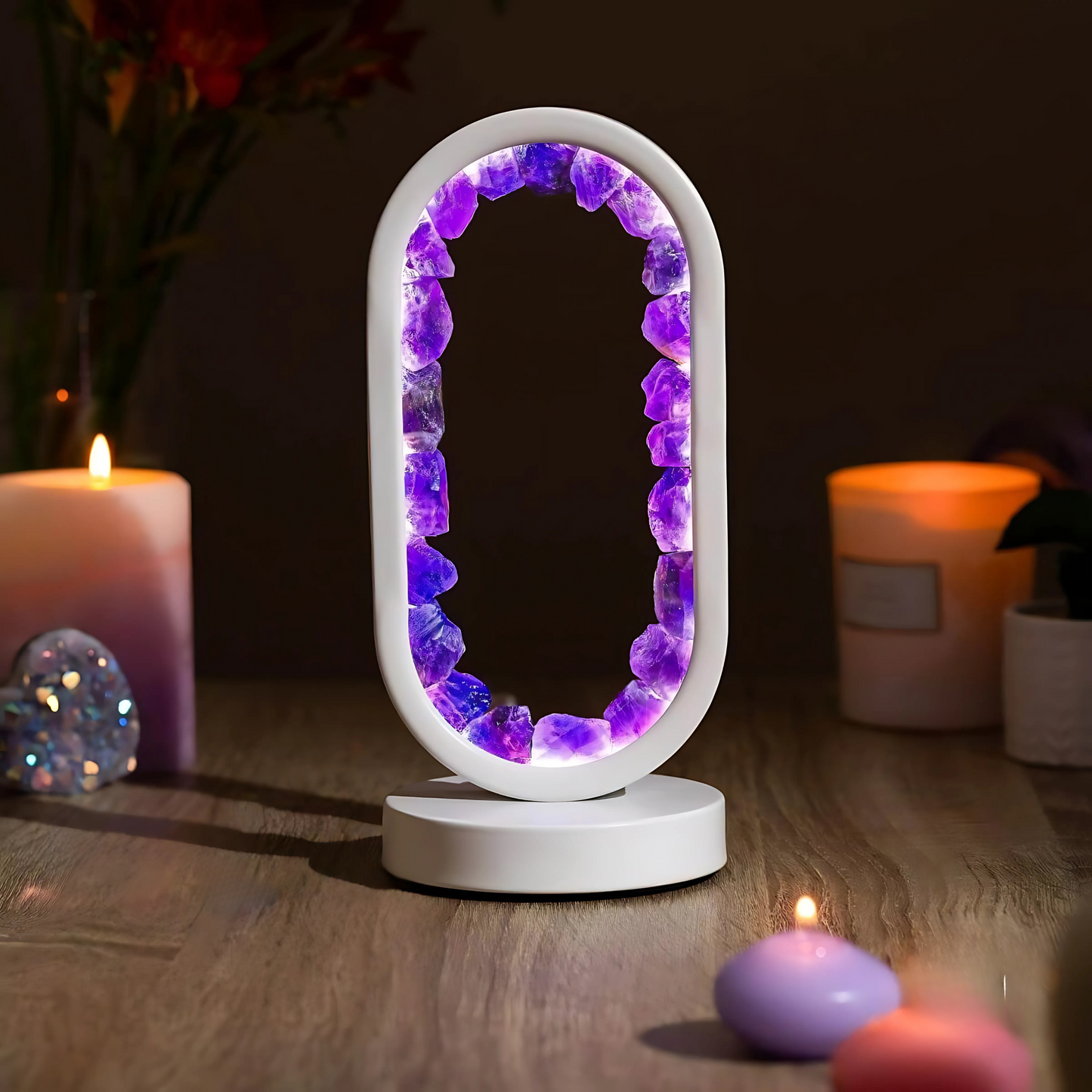 Lunaria – Lampe Cristal en Améthyste naturel