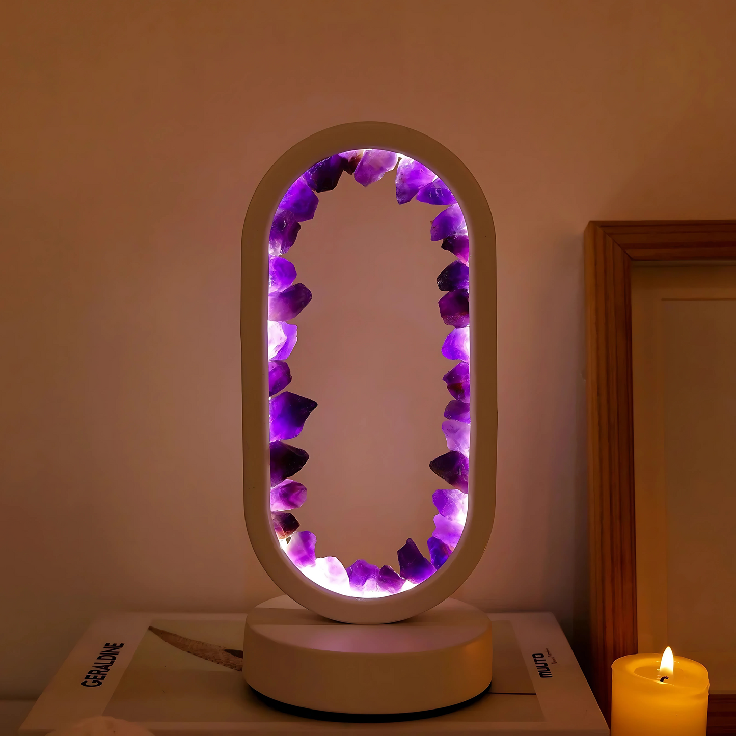 Lunaria – Lampe Cristal en Améthyste naturel
