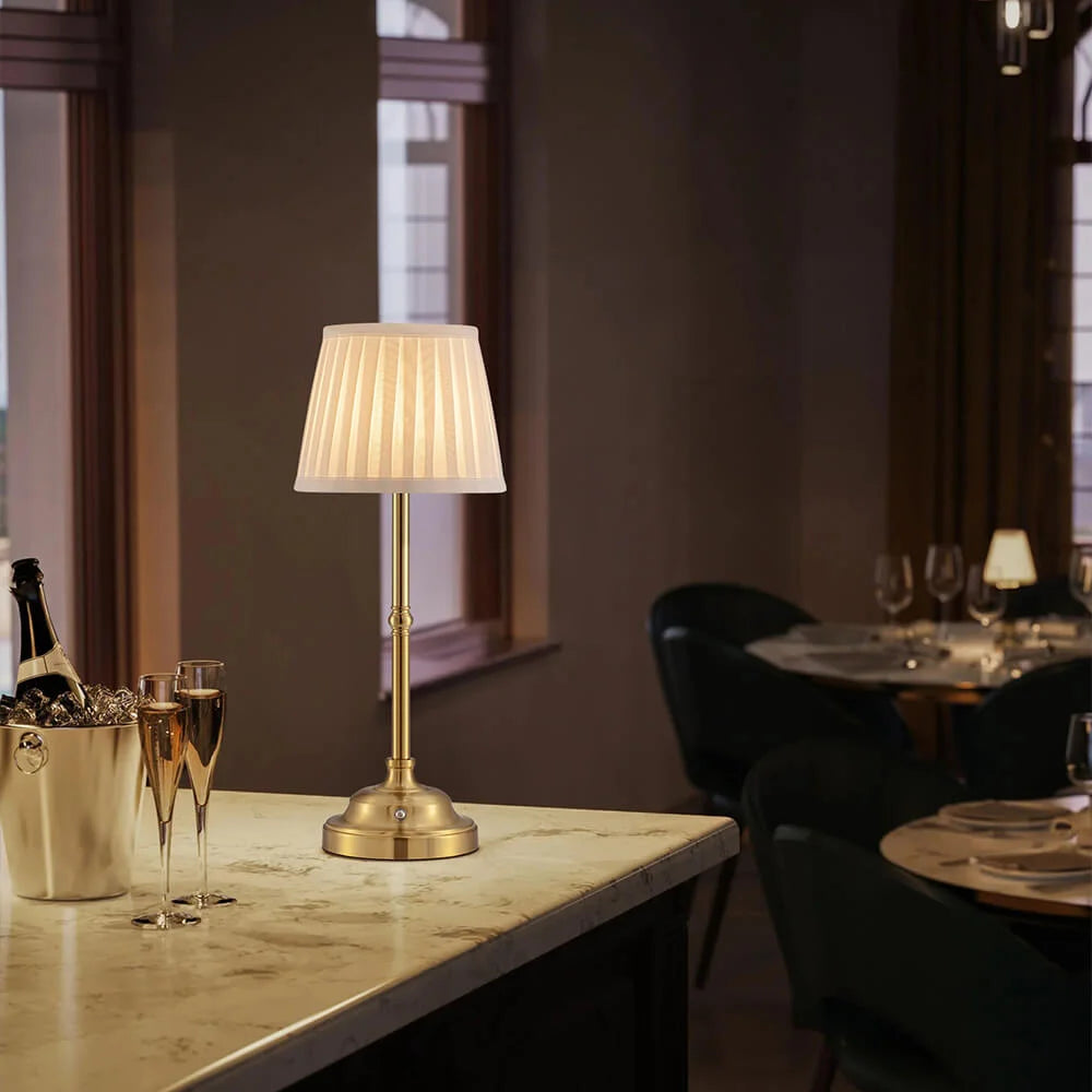 Lumière d’Antan - Lampe de Table Portative en Tissu avec Recharge USB
