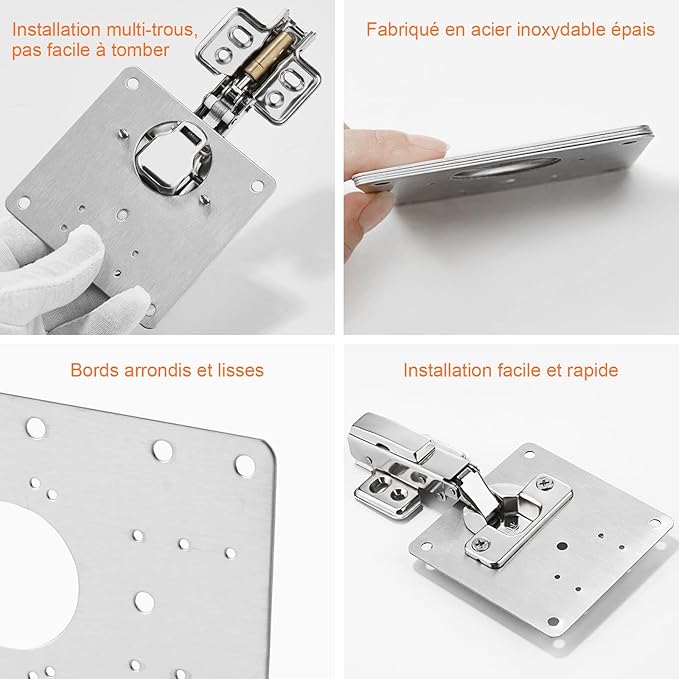 Fix'Armoire – Kit de Réparation de Charnières en Acier Inoxydable ( 4 pcs )