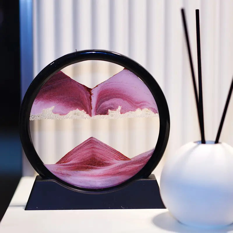 Mirage Temporel - Sablier 3D Paysage en Mouvement