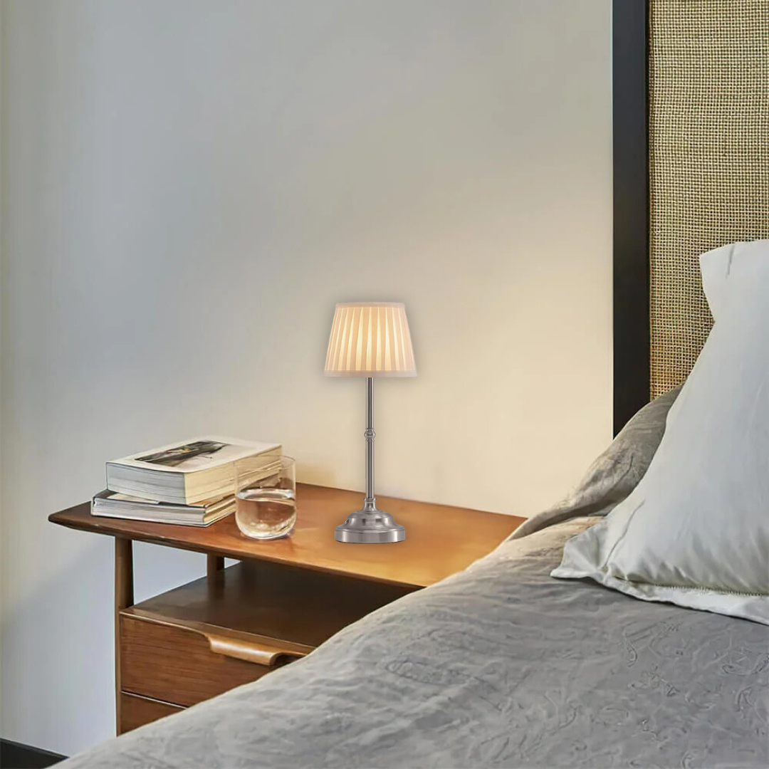 Lumière d’Antan - Lampe de Table Portative en Tissu avec Recharge USB