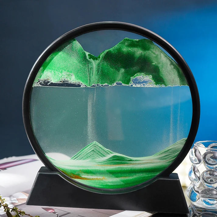 Mirage Temporel - Sablier 3D Paysage en Mouvement