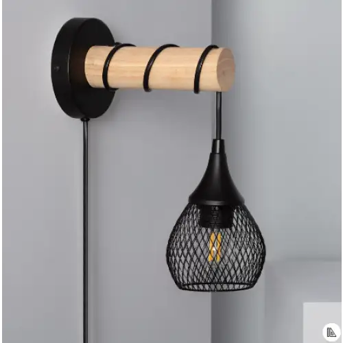 Applique Murale en Bois et Métal - Élégance & Design Noir