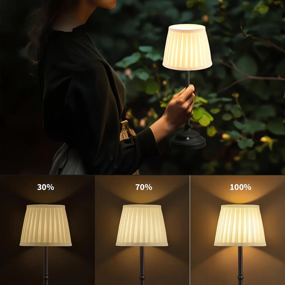 Lumière d’Antan - Lampe de Table Portative en Tissu avec Recharge USB
