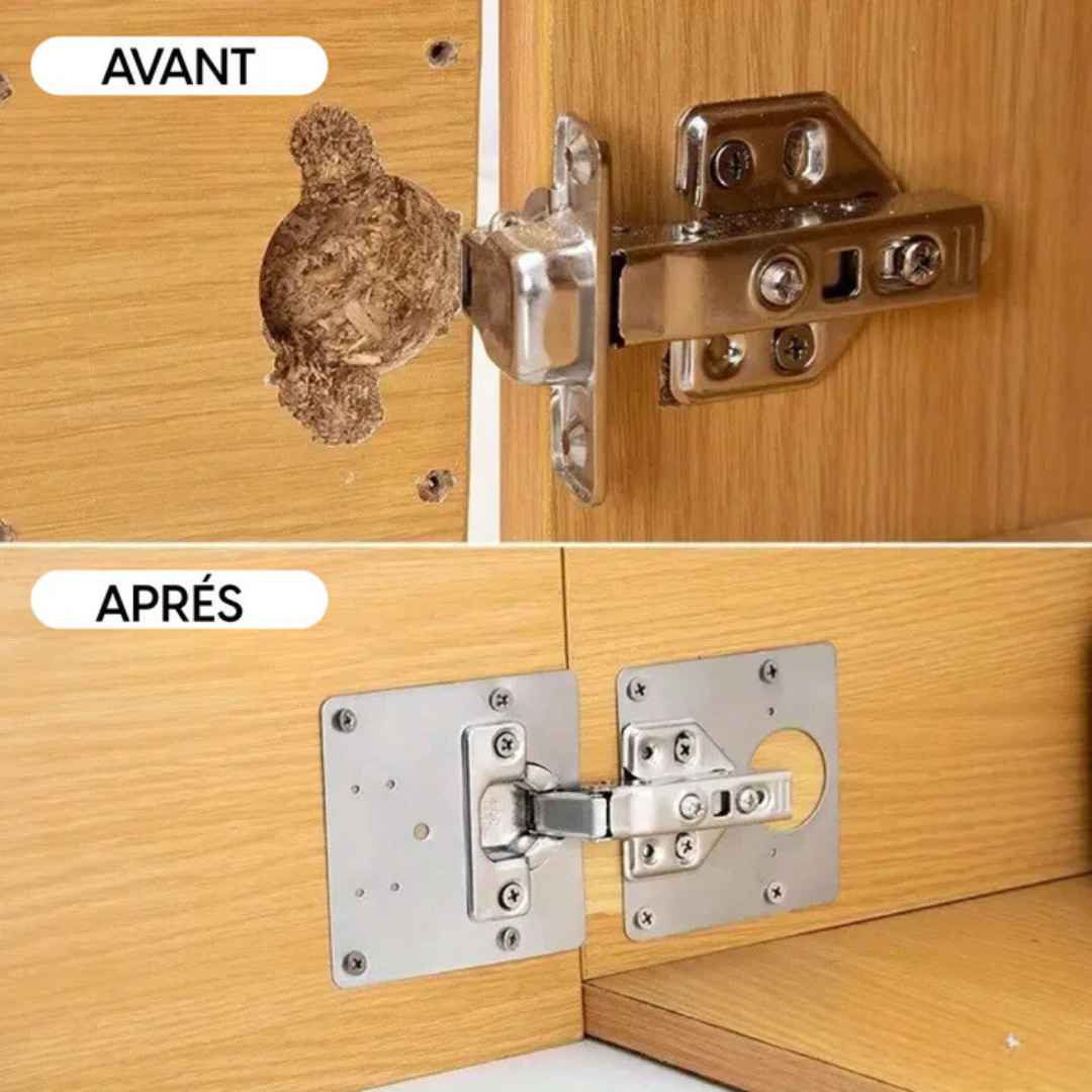 Fix'Armoire – Kit de Réparation de Charnières en Acier Inoxydable ( 4 pcs )