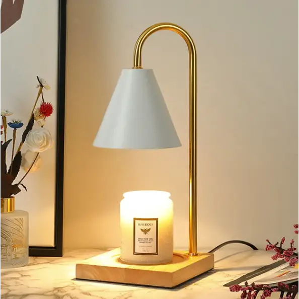 Lampe Chauffe - Bougie Chaleureuse - Bois / Blanc