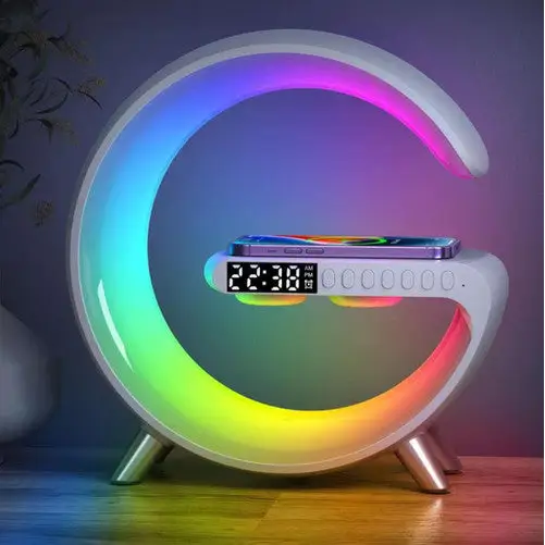 Lampe Intelligente d’Ambiance Multifonctionnelle - Chargeur à Induction & Reveil Blanc