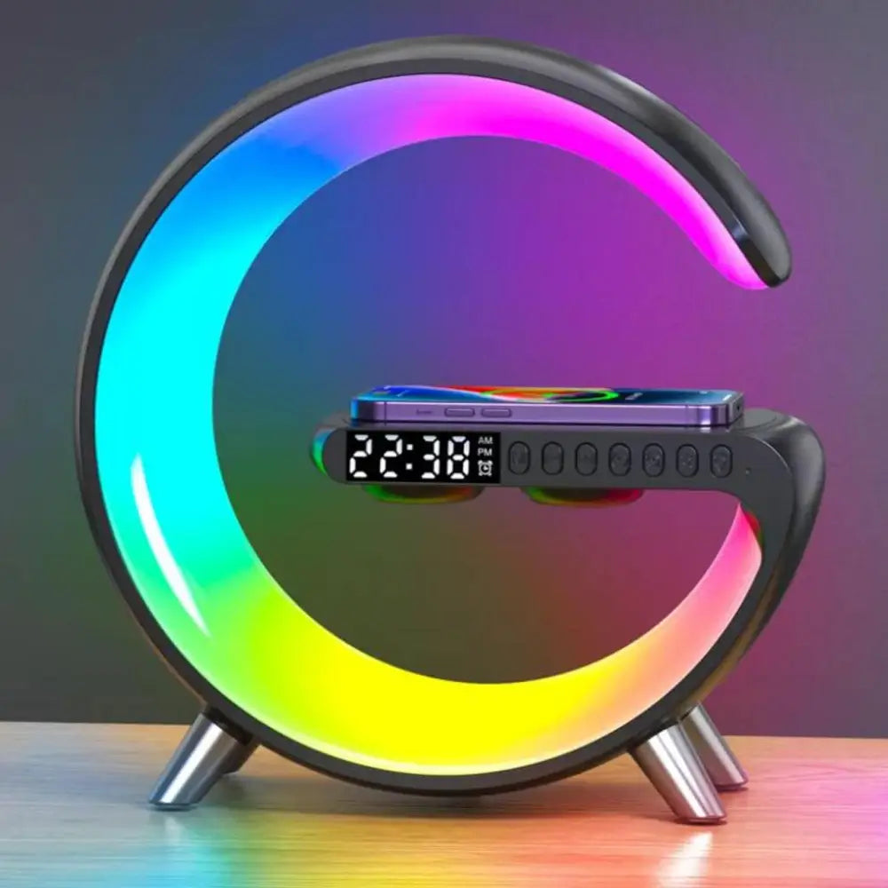 Lampe Intelligente d’Ambiance Multifonctionnelle - Chargeur à Induction & Reveil Noir