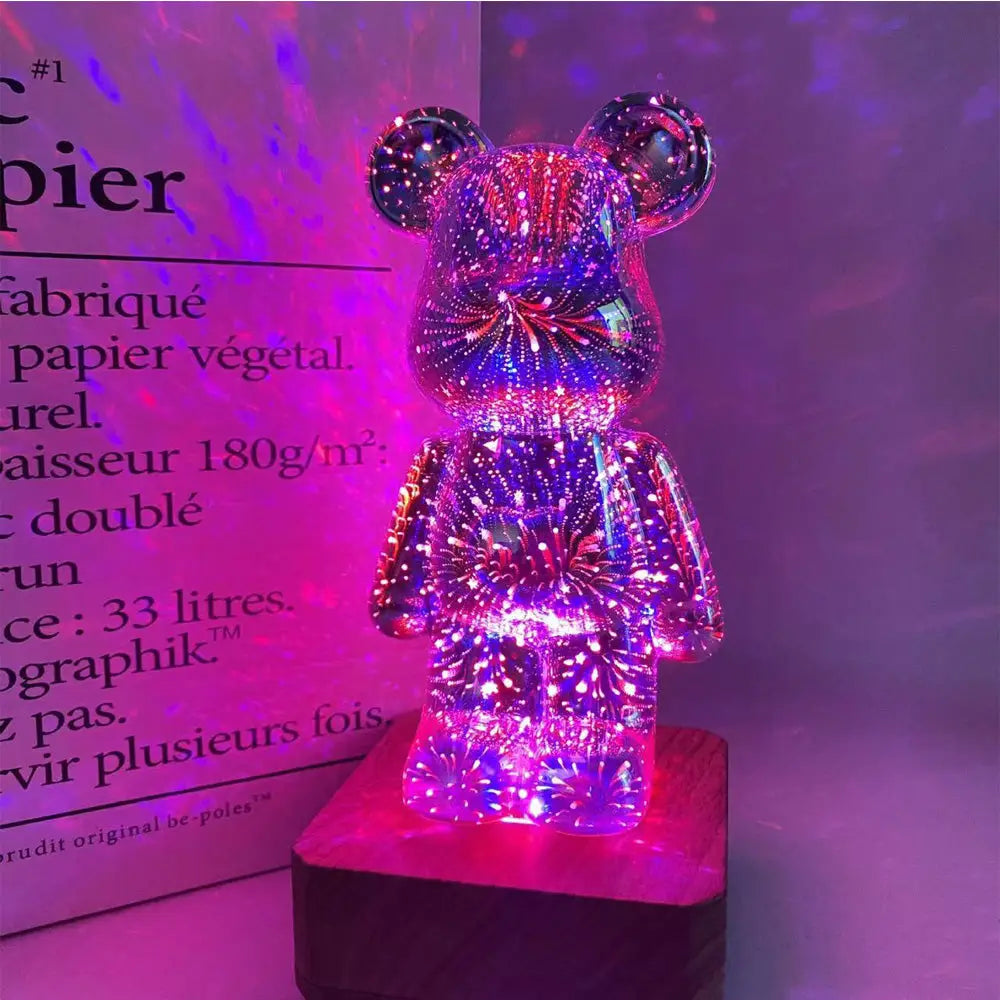 Ourson de Lumière - Lampe à Effet Feu d’Artifices 3D