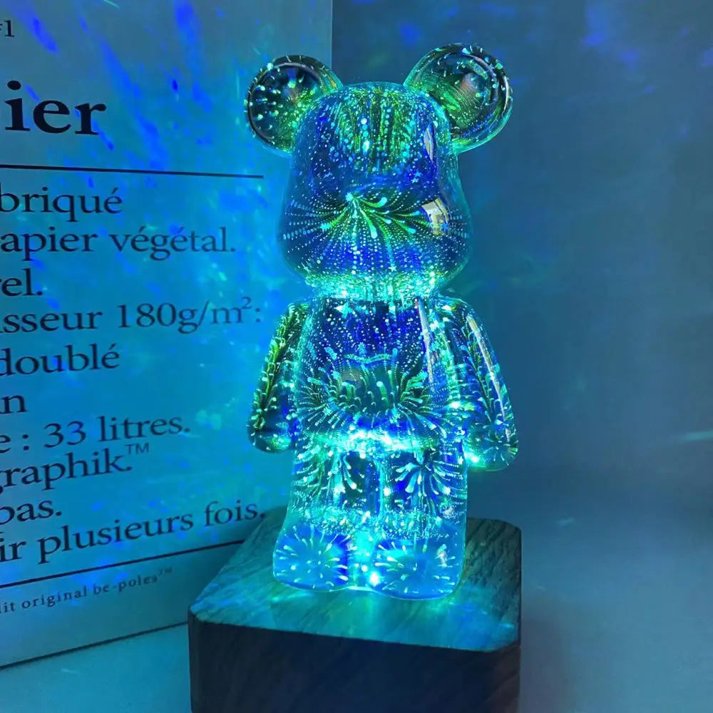 Ourson de Lumière - Lampe à Effet Feu d’Artifices 3D