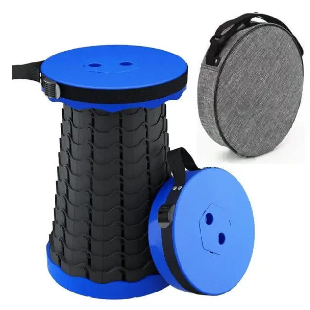Tabouret Télescopique Pliable ( + Sac de Rangement Offert) - Bleu