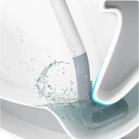 TriClean - Brosse de toilettes en Silicone Ultra - efficace ( + Support Offert)