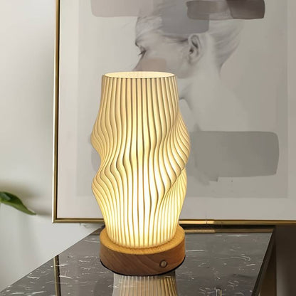 Lampe de table en bois Art Nordique Effet Vague