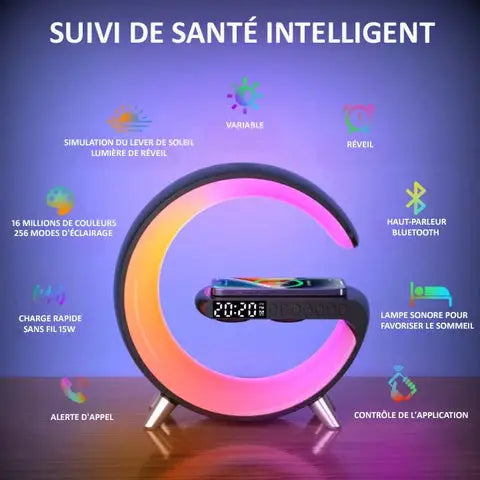 Lampe Intelligente d’Ambiance Multifonctionnelle - Chargeur à Induction & Reveil