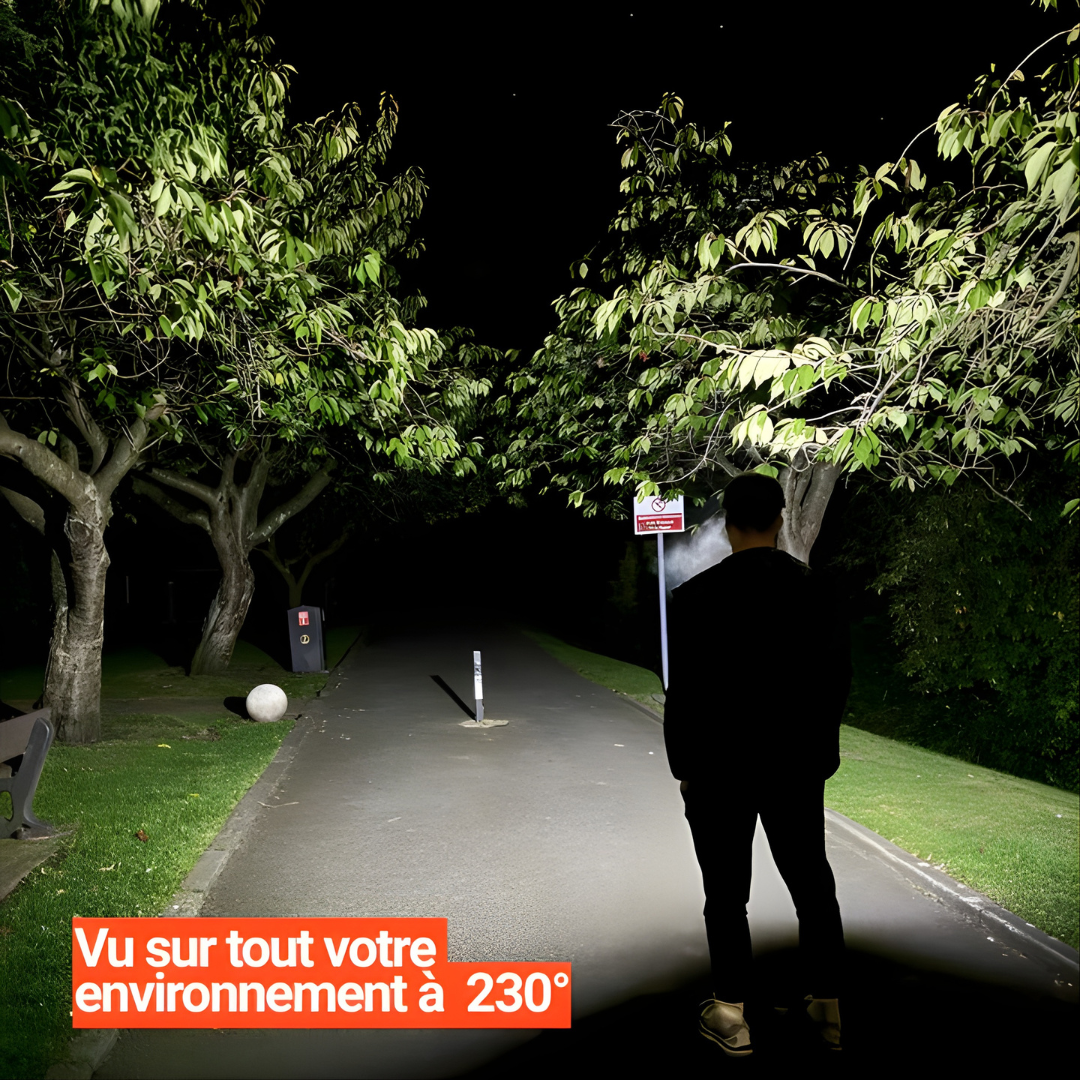 VisionPro - Lampe frontale LED rechargeable avec faisceau panoramique 230°