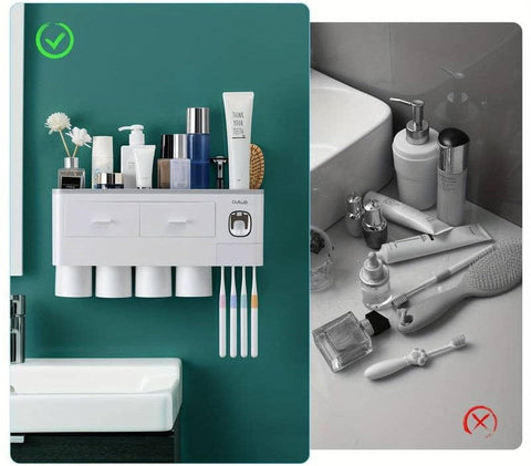 Porte brosse à dents mural - Distributeur automatique de dentifrice