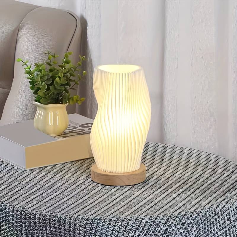Lampe de table en bois Art Nordique Effet Vague