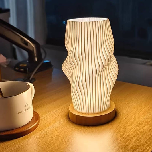 Lampe de table en bois Art Nordique Effet Vague