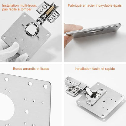 Fix'Armoire – Kit de Réparation de Charnières en Acier Inoxydable ( 4 pcs )