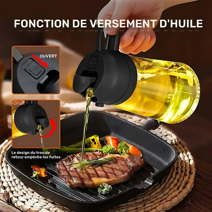 SprayChef – Bouteille d’Huile 2-en-1 avec Pulvérisateur Intégré