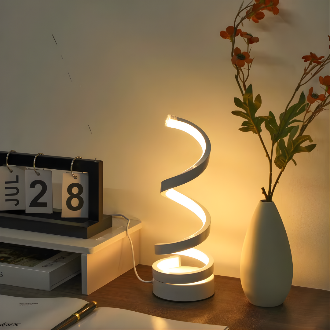 Lampe de table LED en spirale