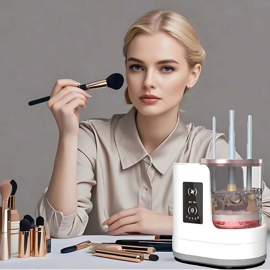 BrushPure – Nettoyeur Électrique 3-en-1 pour Pinceaux de Maquillage