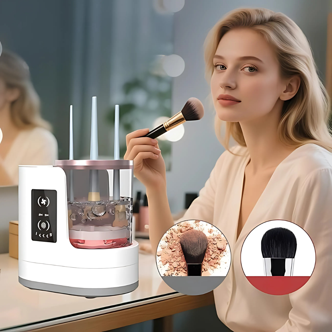BrushPure – Nettoyeur Électrique 3-en-1 pour Pinceaux de Maquillage