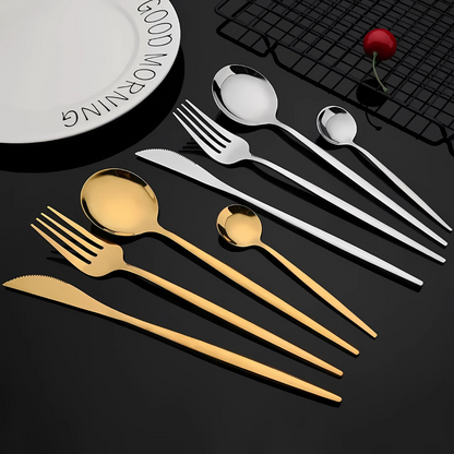 Luxe à Table  –  Coffret de Couverts Élégance Métallique ( 24 pcs )