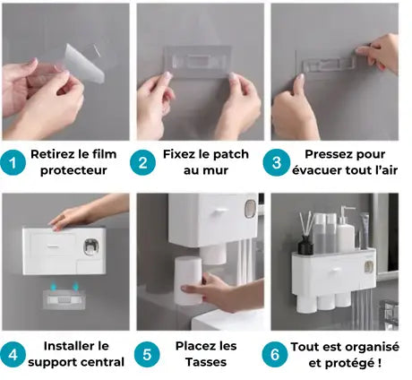 Porte brosse à dents mural - Distributeur automatique de dentifrice