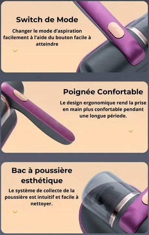 Pure - Lit Aspirateur - Anti - Acariens sans fil