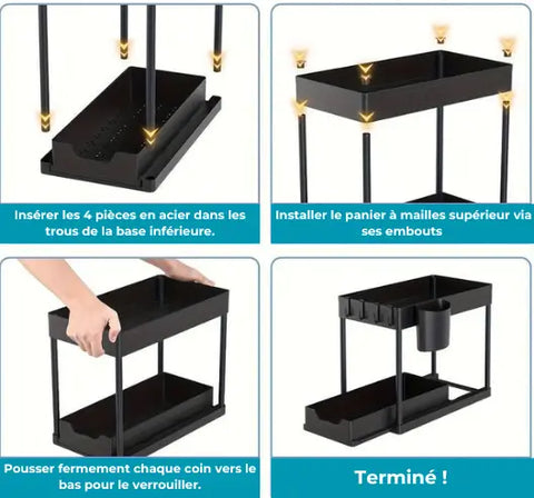 Rangement à Double Fente pour Sous Évier