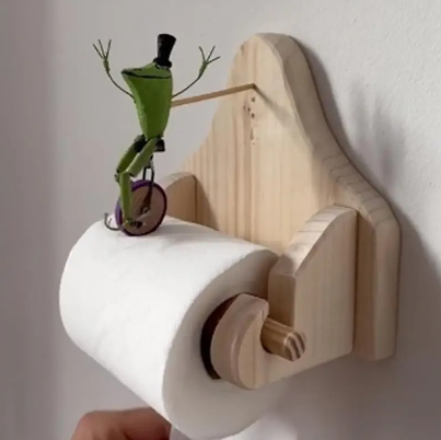Original Frog on a Bicycle Toilet Paper Holder