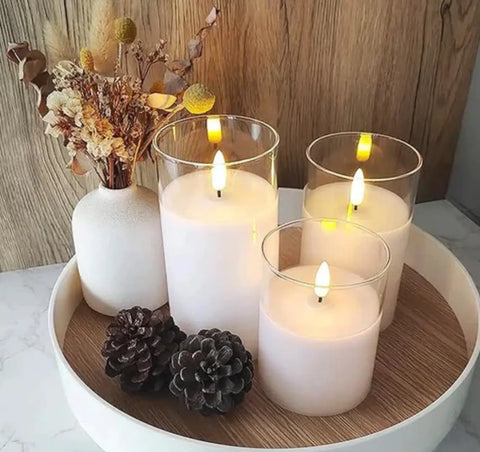 Bougies LED Premium sans flamme - Lot de 3