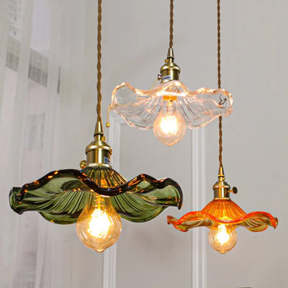 Luminaire Pendentif Hibiscus en Verre Soufflé
