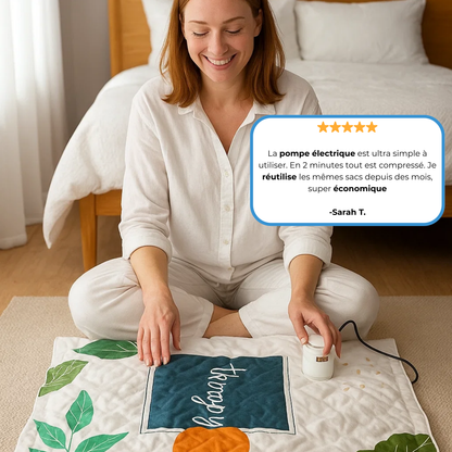 VacuPack - Sac de rangement sous vide réutilisable + Pompe électrique puissante incluse