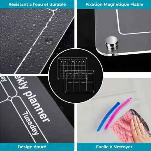 Calendrier Magnétique Planificateur Mois et Semaine en Acrylique