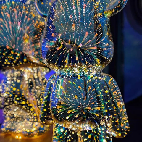 Ourson de Lumière - Lampe à Effet Feu d’Artifices 3D