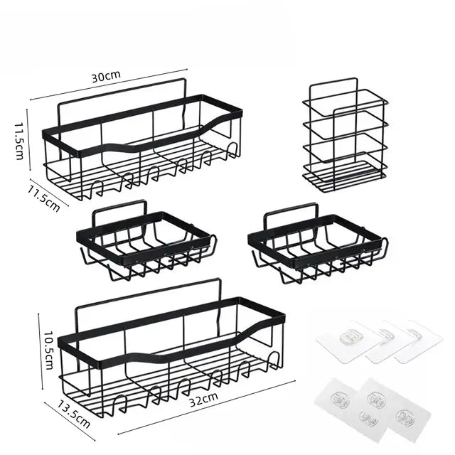 Ensemble de Rangement Mural pour Salle Bain en Acier Inoxydable (5 Pièces)