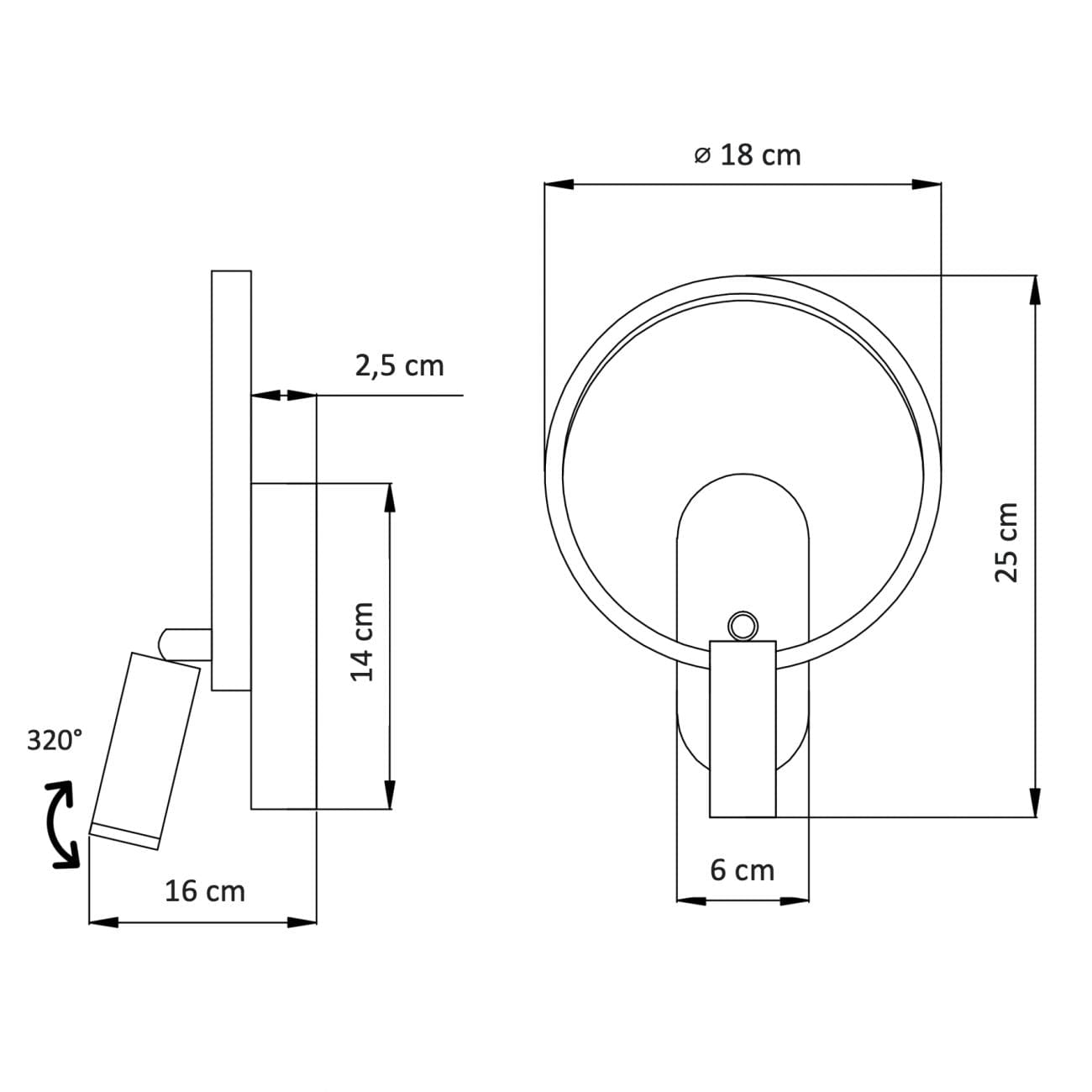 Applique Murale d’ambiance LED avec Liseuse orientable Intégrée