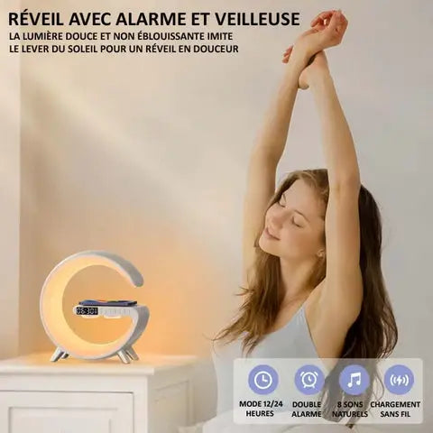 Lampe Intelligente d’Ambiance Multifonctionnelle - Chargeur à Induction & Reveil
