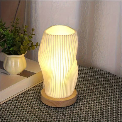 Lampe de table en bois Art Nordique Effet Vague