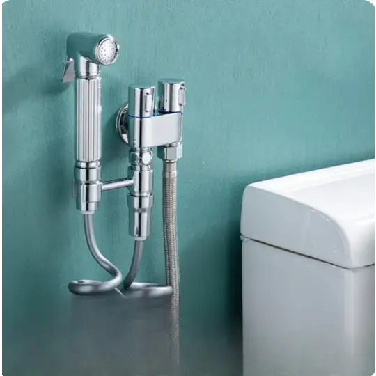 DuoClean360 - Le Pistolet Pulvérisateur Pour Toilettes Laiton / Chrome