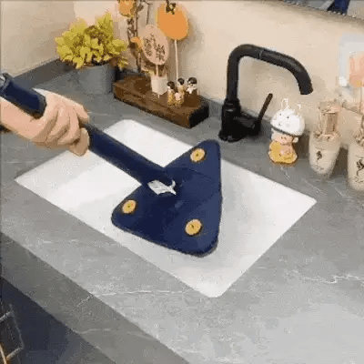 Balai-Serpillière Rotatif 360° Bleu – Sans Pédale – Manche Acier Inoxydable 120 Cm