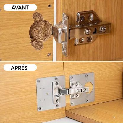 Fix'Armoire – Kit de Réparation de Charnières en Acier Inoxydable ( 4 pcs )