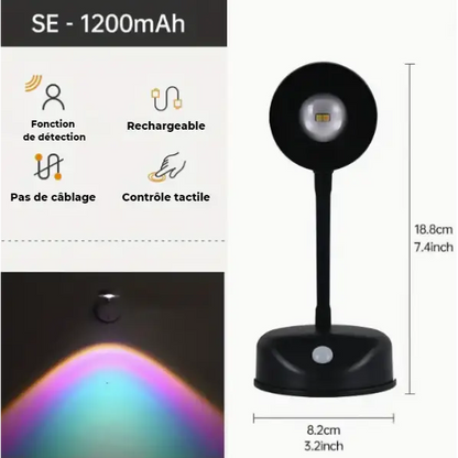 Lampe Murale LED à Capteur de Mouvement - Néon / Noir